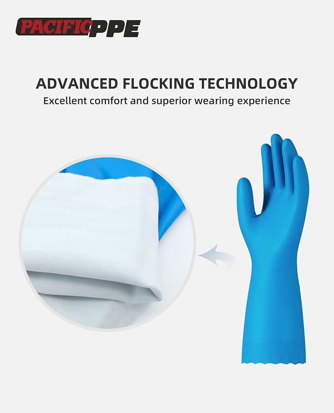 PACIFIC Cleaning Gloves with Latex free, Dishwashing Kitchen Gloves with Cotton - Image 2