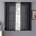 Tollpiz Short Sheer Curtains Linen Textured Bedroom Curtain Sheers Light by Tollpiz