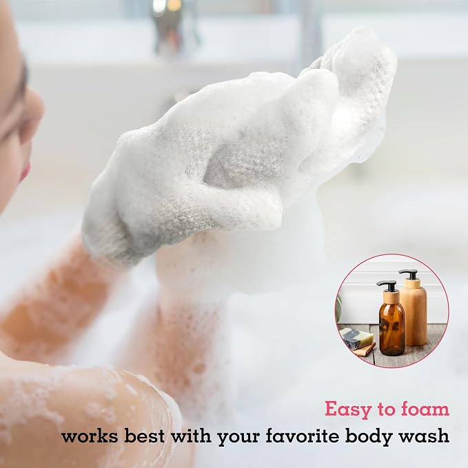 Evridwear Exfoliating Gloves for Shower, 100% Nylon Thick Soft Medium Heavy - Image 6