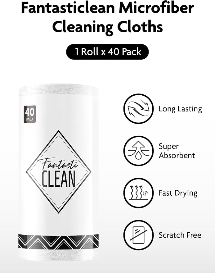 Fantasticlean Microfiber Cleaning Cloth Roll -40 Pack, Tear Away Microfiber - Image 4