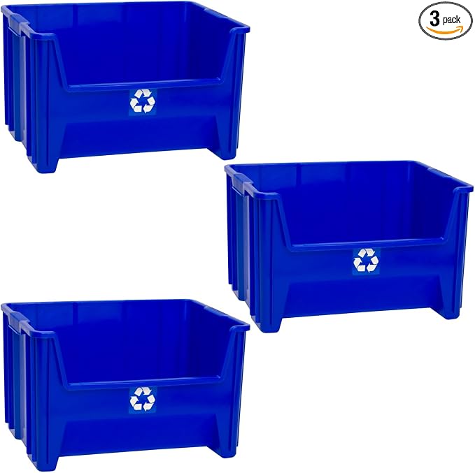 Commercial Industrial Heavy Duty Stackable Open-Front Recycling Bin Box by ReadySpace