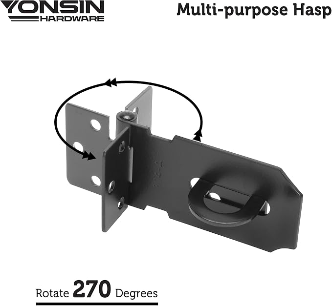 3" Door Padlock Safety Hasp Latch, Door Hasp Clasp Lock Gate Shed Hasp Latch - Image 2