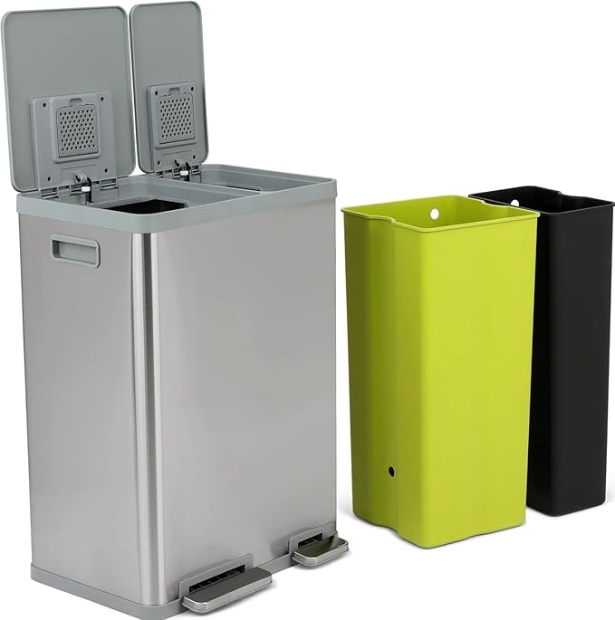 Simpli-Magic 60 Liter / 16 Gallon Rectangular Hands-Free Dual Compartment - Image 3