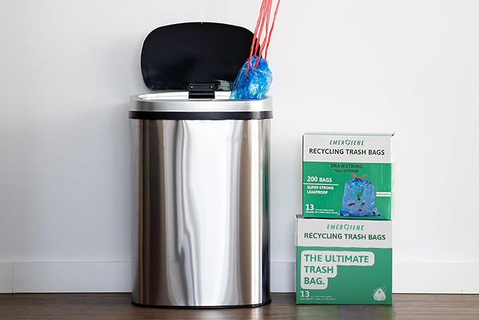 13 Gallon Recycling Trash Bags, Pre-Separated, Ultra Strong, Translucent Blue - Image 5