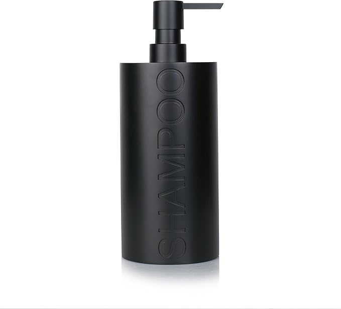 Matte Black Shampoo Dispenser Modern Refillable Pump Bottle by IndecorHome