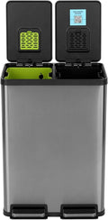 SIMPLI-MAGIC 16 Gallon Elegant Black Step Trash Can – Dual Compartment Kitchen by SIMPLI-MAGIC