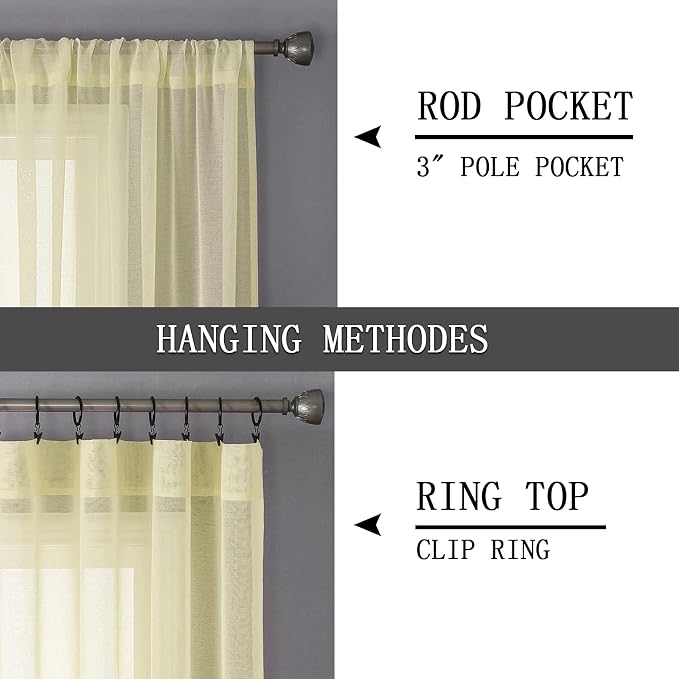 Tollpiz Short Sheer Curtain Linen Textured Bedroom Curtains Sheer Light - Image 5