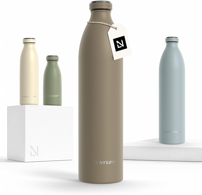 LARS NYSØM Stainless Steel Insulated XL Water Bottle 12oz 17oz 25oz 34oz 51oz | by LN