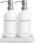 White Glass Hand and Dish Soap Dispenser Set by Brighter Barns by BrighterBarns