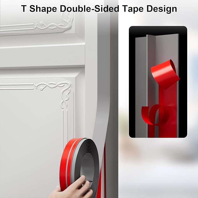 T-Shaped Door Draft Stopper, 1.97 in x 40 Ft Silicone Seal Strip - Image 4