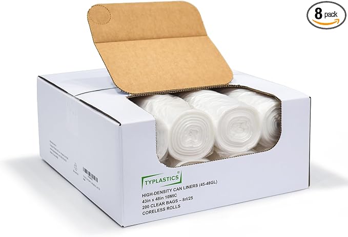 TYPLASTICS 45-48 Gallon Clear Trash Can Liners by Typlastics