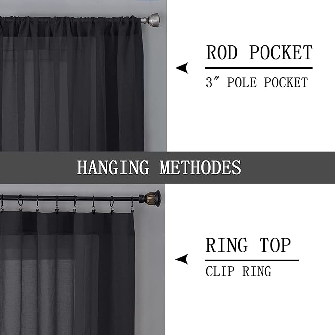 Tollpiz Short Sheer Tier Curtains Linen Textured Half Kitchen Curtain Sheers - Image 5