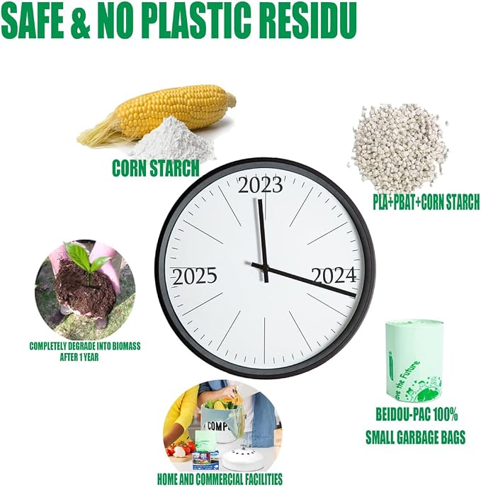 8-10 Gallon Flap Tie Compostable Trash Bags, Compost Bags Kitchen Trash Bags - Image 7