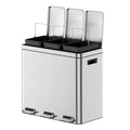 3 x 5.3 Gal Trash Can, Stainless Steel Triple Compartment Step-On Recycling Bin by Unknown