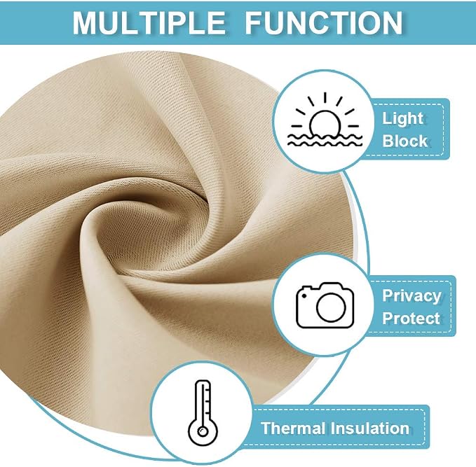 RYB HOME Curtains for Bedroom 72 inches Long, W 34 x L 72, Biscotti Beige - Image 2