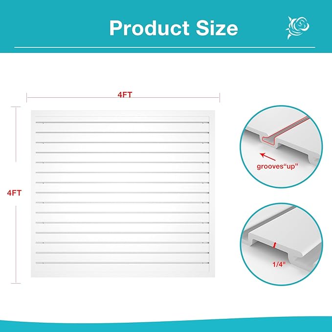 NeatiEase Slatwall Panel Wall Storage Systems, 4 x 4ft Slat Wall Paneling - Image 3