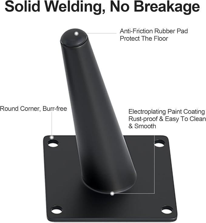 4PCS 4 Inch Matte Black Tapered Angled Legs - Image 4