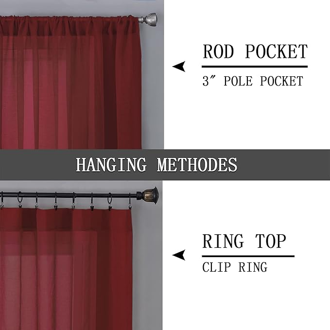 Tollpiz Sheer Curtains Linen Textured Bedroom Curtain Sheers Light Filtering - Image 5