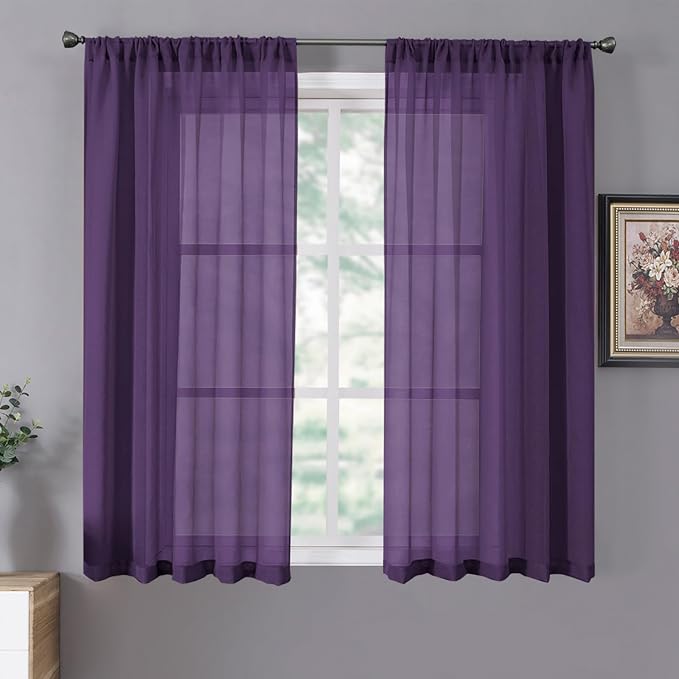 Tollpiz Sheer Curtains Living Room Linen Textured Curtain Sheers Light by Tollpiz