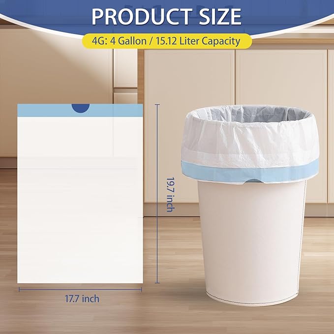 240 Count 4 Gallon Small Trash Bags Drawstring 1.1 Mil - Image 3