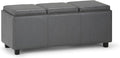 SIMPLIHOME Avalon 42 inch Wide Contemporary Rectangle Storage Ottoman in Stone by SimpliHome