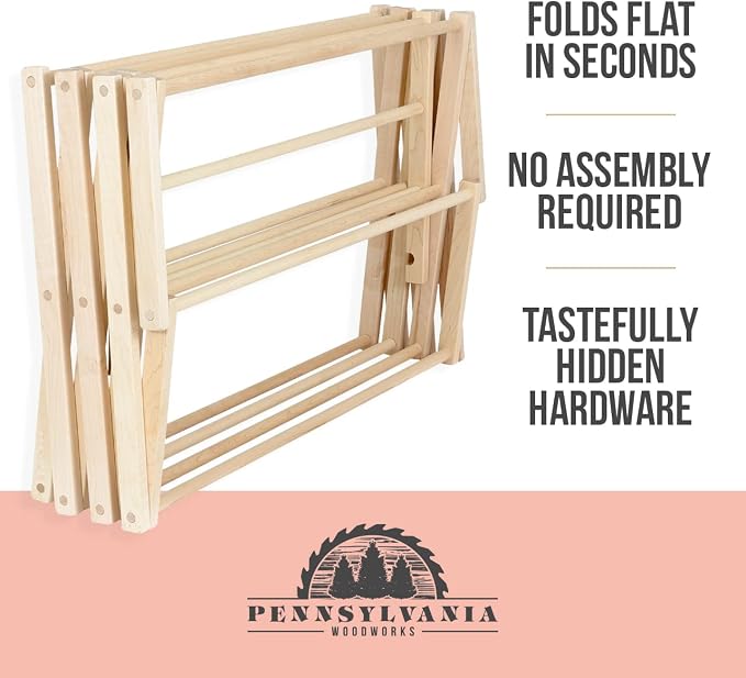 Pennsylvania Woodworks Clothes Drying Rack: Solid Maple Hard Wood Laundry Rack - Image 7