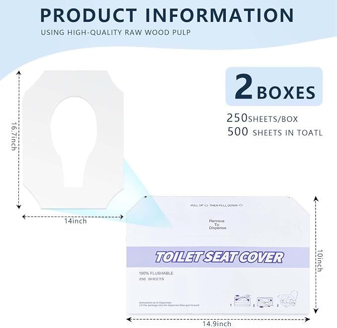 2 Pack Disposable Toilet Seat Covers Flushable Paper Toilet Seat Cover - Image 2