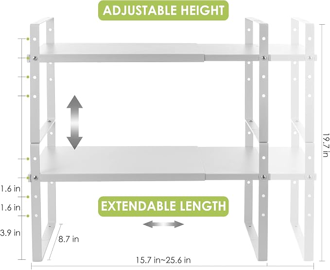 Expandable Cabinet Shelf Organizer Rack, Stackable Kitchen Counter Storage - Image 5
