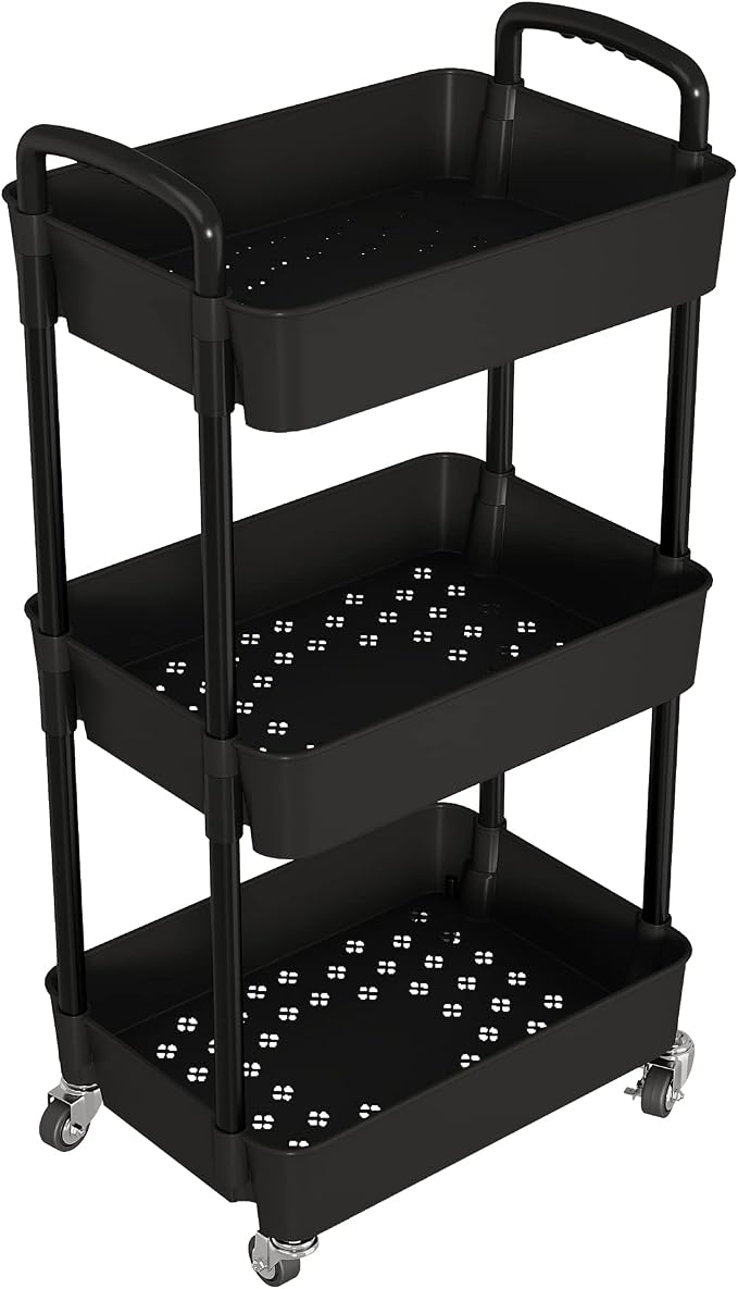 Laiensia 3-Tier Kitchen Storage Cart, Mobile Shelving Unit Cart - Image 2