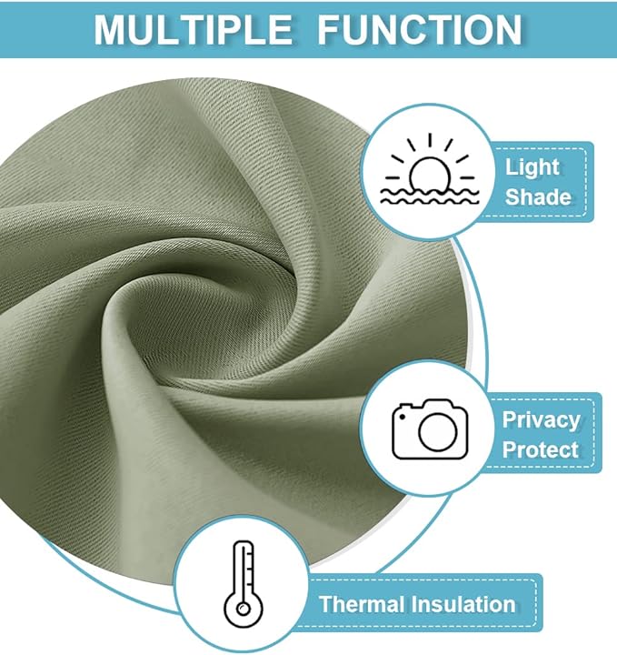 RYB HOME Sage Green 72 inch Curtains - Image 5