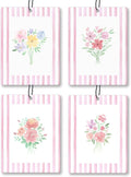 Girly Pink Floral Car Air Freshener 4 Pcs, Preppy Pink Striped Flower Hanging by Unknown