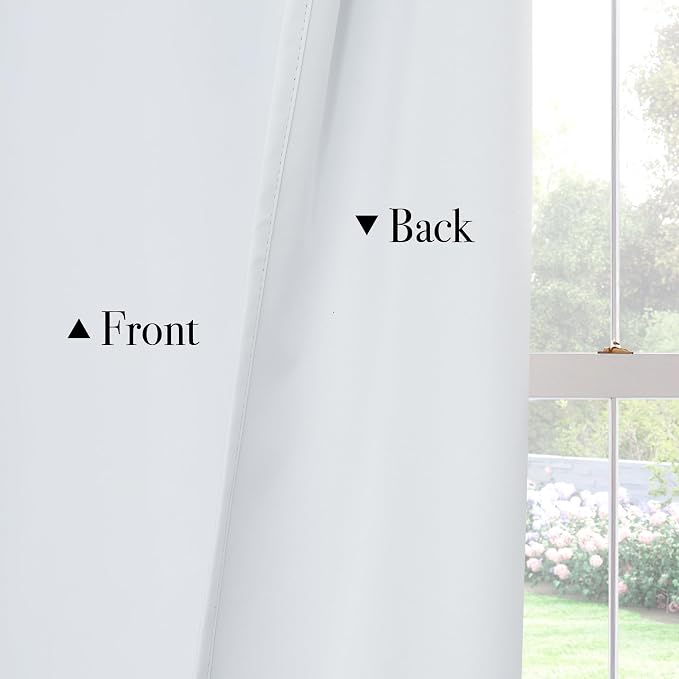 PONY DANCE White 100% Black Out Curtains 63 inch Length, Thermal Insulated - Image 3