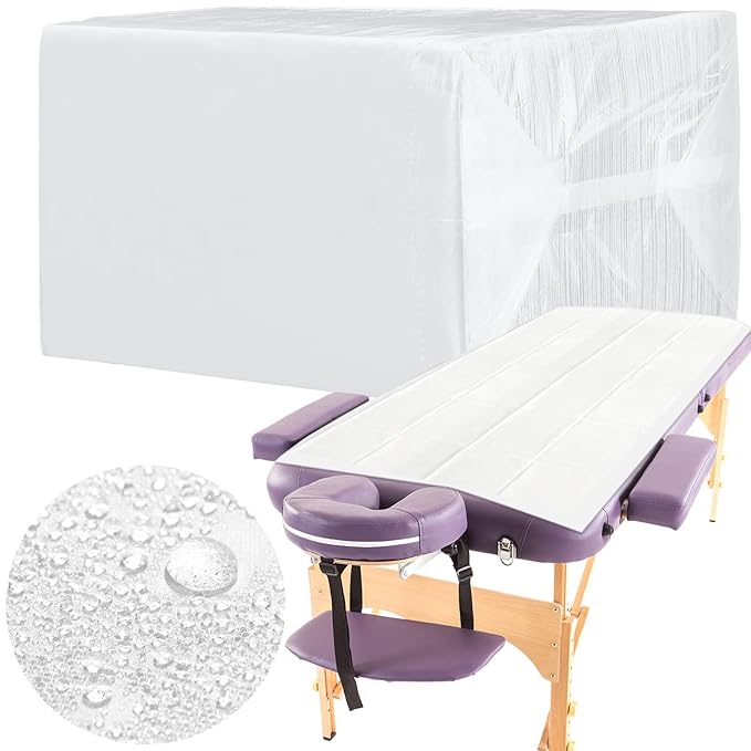 Breling 100 Pcs 31.5 x 71 Inch Disposable Bed Sheets Oil-proof PE Film Massage by Breling