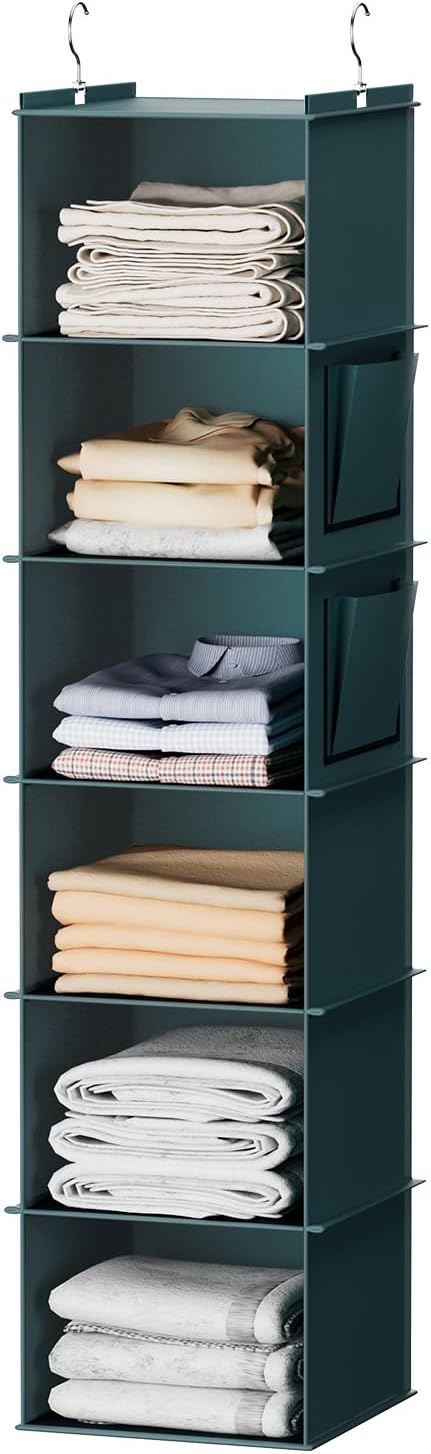 YOUDENOVA Hanging Closet Organizer, 6-Shelf Closet Hanging Storage Shelves by YOUDENOVA