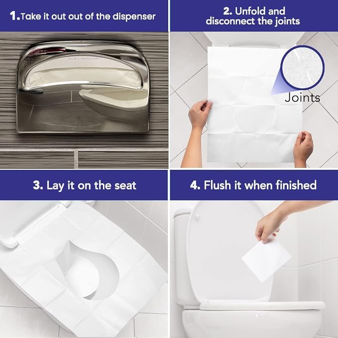 Disposable Toilet Seat Covers XL Half Fold Flushable – 200 Sheets 2 Pack - Image 6