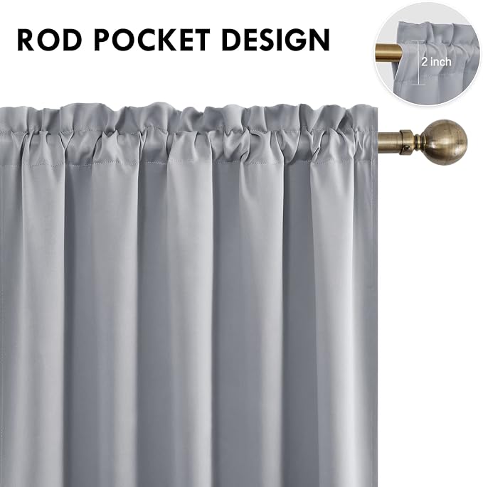 DWCN Blackout Curtains for Bedroom – Rod Pocket Thermal Insulated Noise - Image 4