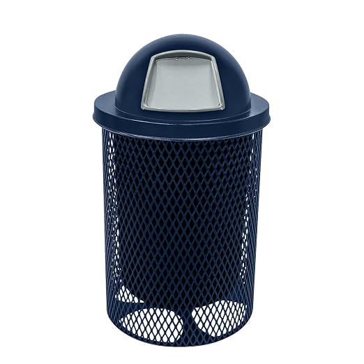 COATEDOUTDOORFURNITURE RDT-TXTDBL Heavy Duty 32 Gallon Round Trash Receptacle by CoatedOutdoorFurniture