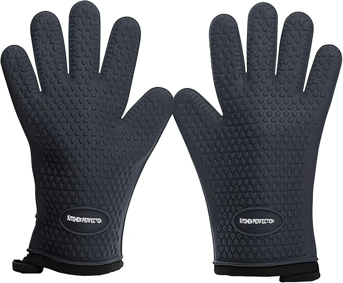 KITCHEN PERFECTION Silicone Smoker Oven Gloves-Extreme Heat Resistant BBQ by Kitchenperfection