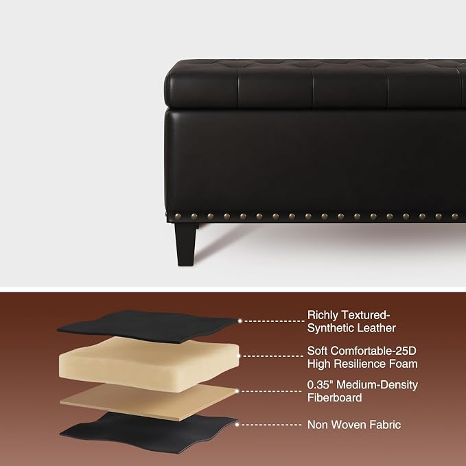 Storage Ottoman Bench, 51-Inch Large Storage Bench - Image 5