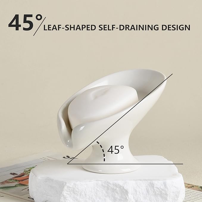 Soap Dish Set, Self Draining Bar Soap Holder - Image 5