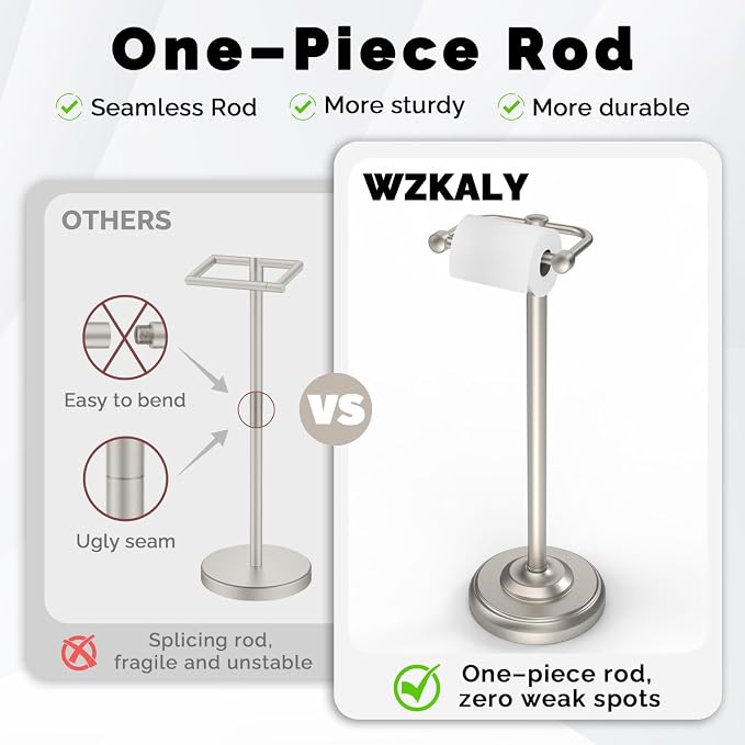 Toilet Paper Holder Stand, Brushed Nickel Toilet Paper Holder Free Standing - Image 4