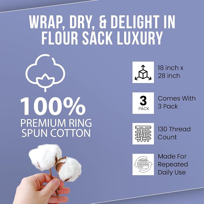 WHITEWRAP Flour Sack Towels 18x28 – 100% Cotton, Reusable Kitchen Tea Towels - Image 7