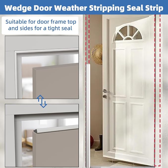Wedge-Shape Window Weather Stripping Door Frame Seal Strip 196” Black, Upgrade - Image 4