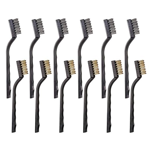 12PCS Mini Wire Brushes, Stainless Steel & Brass Brush Set, Curved Handle by YiwerDer