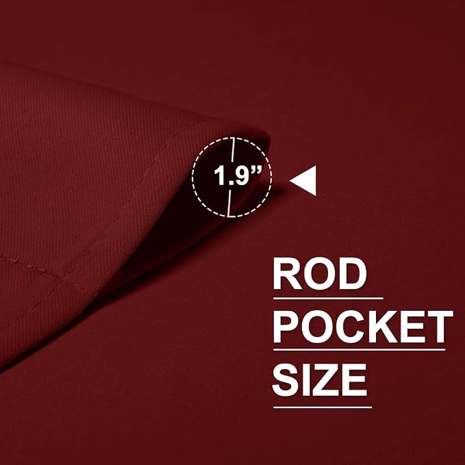 RYB HOME Curtains for Bedroom 63 inches Long, W 34 x L 63, Burgundy Red - Image 3