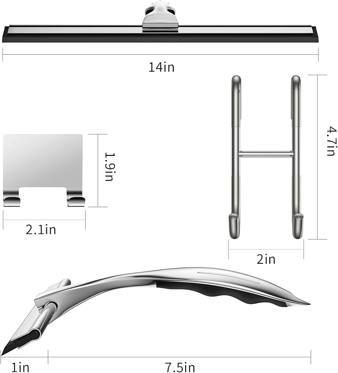 14-Inches Stainless Steel Shower Squeegee Set, Include Shower Door Hook - Image 3