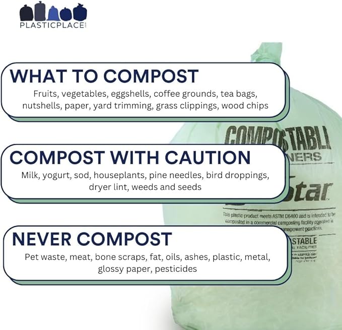 Plasticplace 40-45 Gallon Compostable Trash Bags │ 1 Mil │ Green Tint Garbage - Image 3