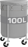 Laundry Hamper with Wheels, 100L Round Rolling Laundry Basket Sorter with by Ollieroo