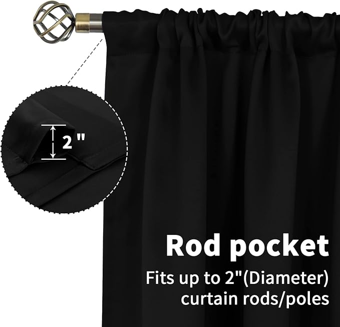BGment Black Blackout Curtains 40 Inch Long - Image 5