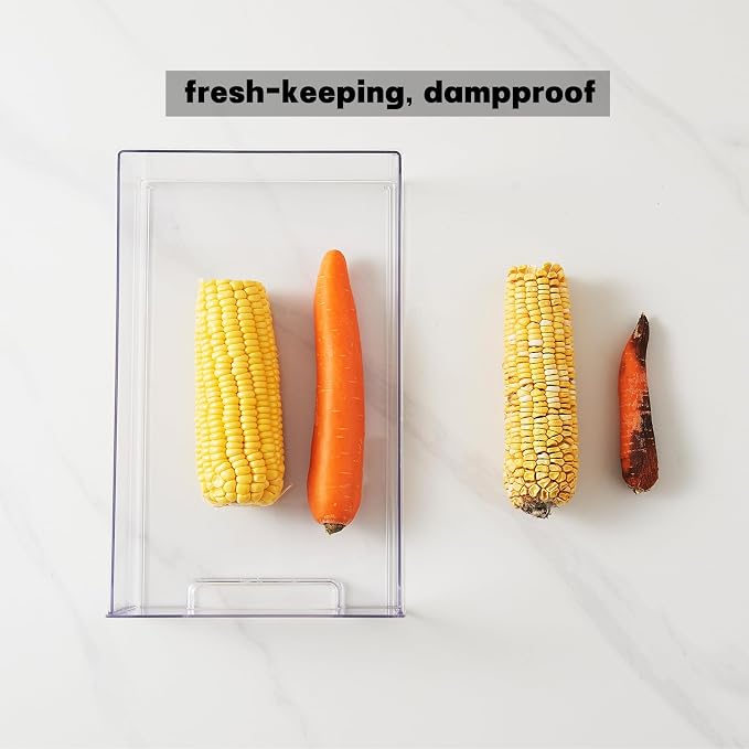 PeJeyiee 2 Pack Clear Stackable Refrigerator Organizers and Storage Drawers - Image 6